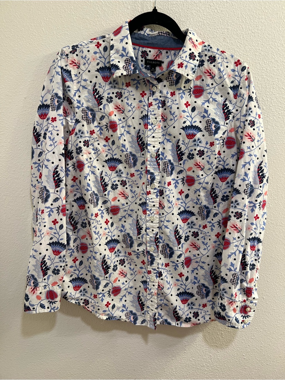 Talbots Classic Cotton Shirt Climbing Floral Medium